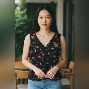 Sienna Sky Black Floral Tank Top